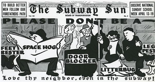 Poster from Subway etiquette campaign, early 1900s, New York Board of Transportation